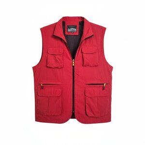 American European Red utility vest, multi pocket outdoor or work vest. Size XXL